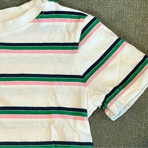 Janie & Jack Pink and Green Striped Short Sleeve Tee Casual T-Shirt